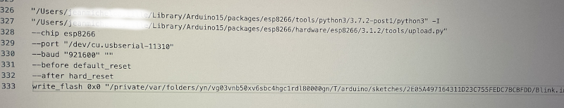 Esptool récupération des paramètres DevToo sur Arduino