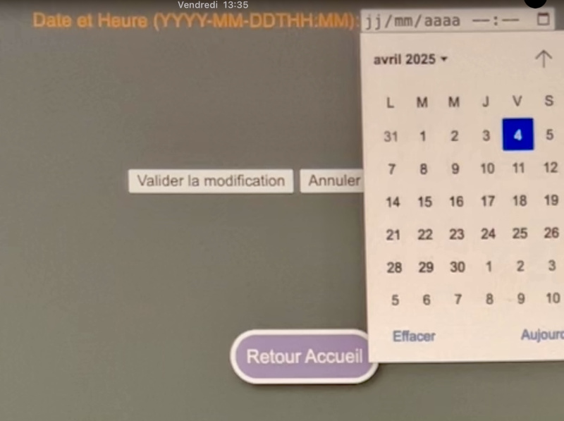 PAC Menu HTML Mise à l'heure
