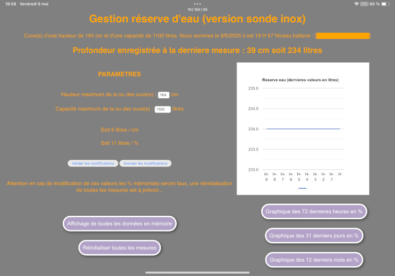 Reserve eau de pluie Menu HTML