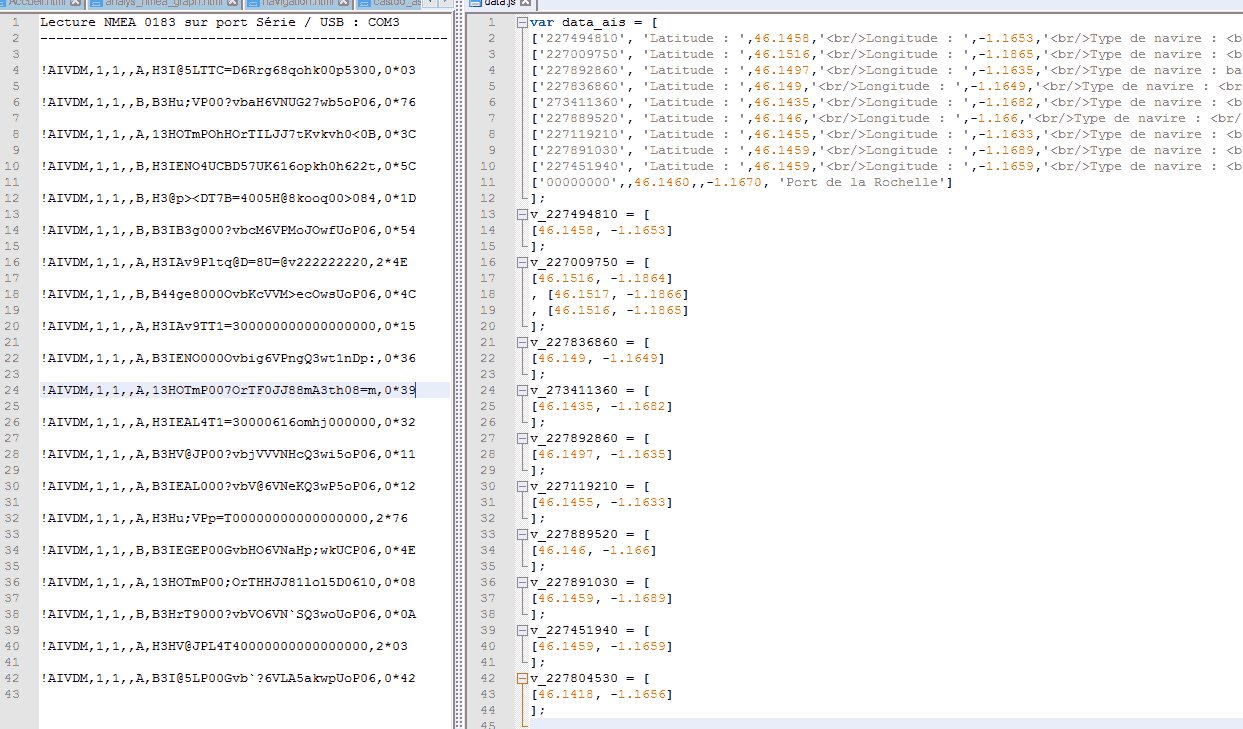 donnees javascript AIS