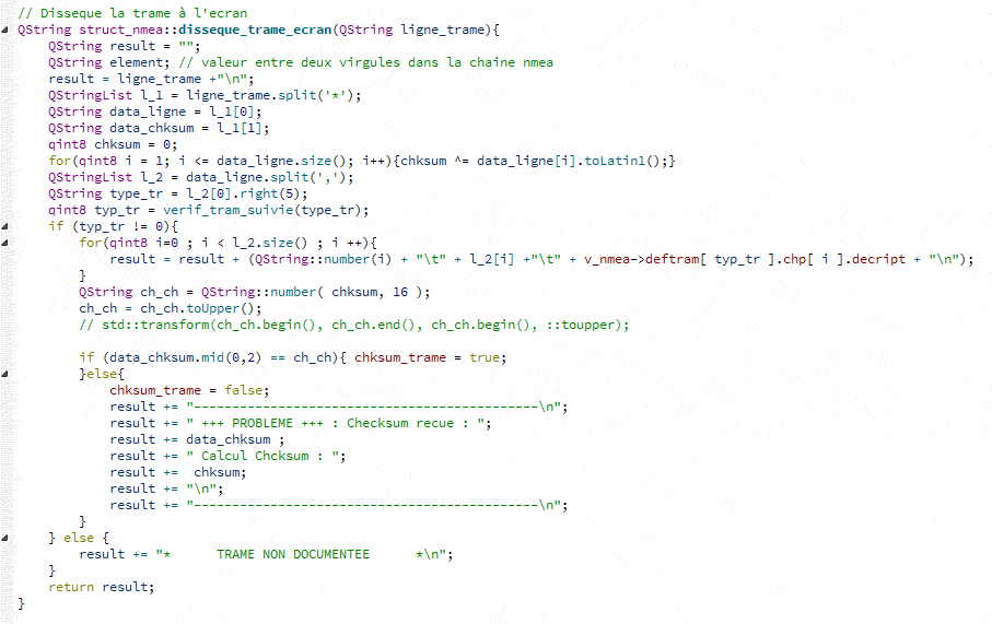 Calcul de la checksum de la trame nmea