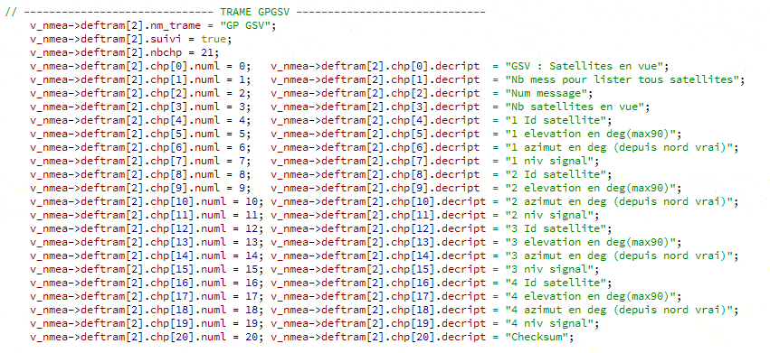 Initialisation d'un type de trame nmea