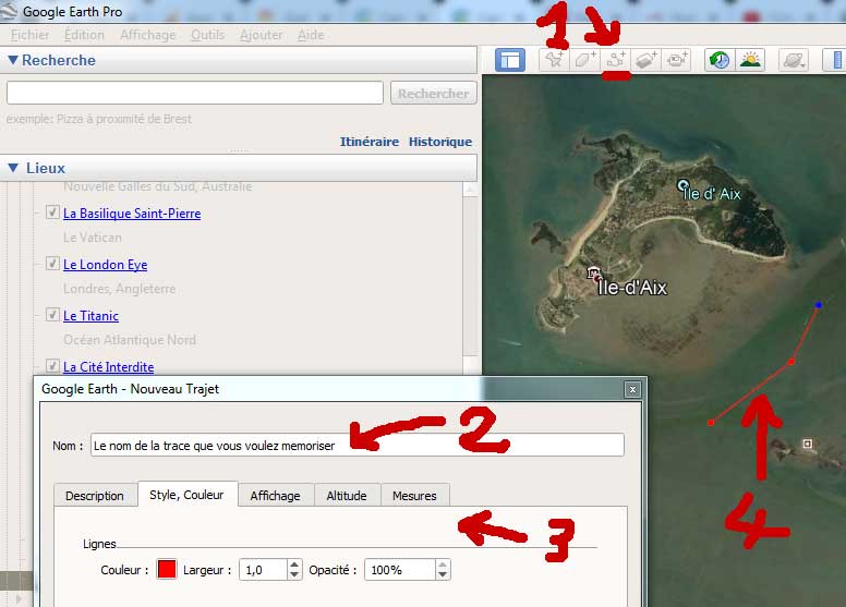 Creation kml avec Google Earth etape 1