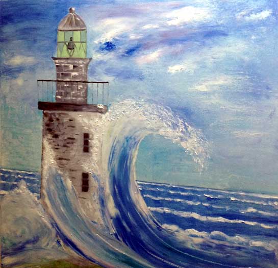 Phare sous vagues