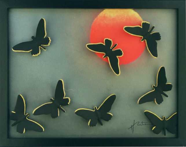peinture huile ceramique papillon henri bertrou