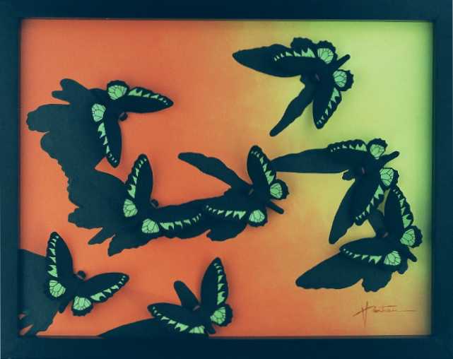 peinture huile ceramique papillon henri bertrou