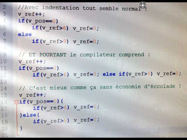 erreur masque par indentation du code