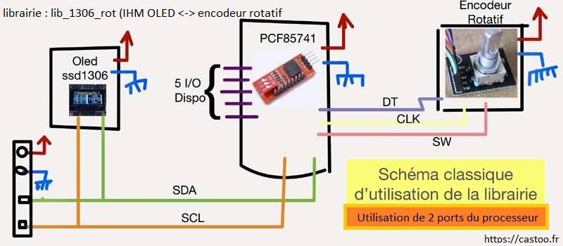 Librairie lib_1306_rot Arduino schema pcf85741 oled ssd1306