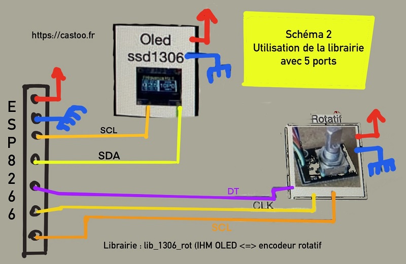 Librairie lib_1306_rot Arduino ESP8266 schema oled ssd1306
